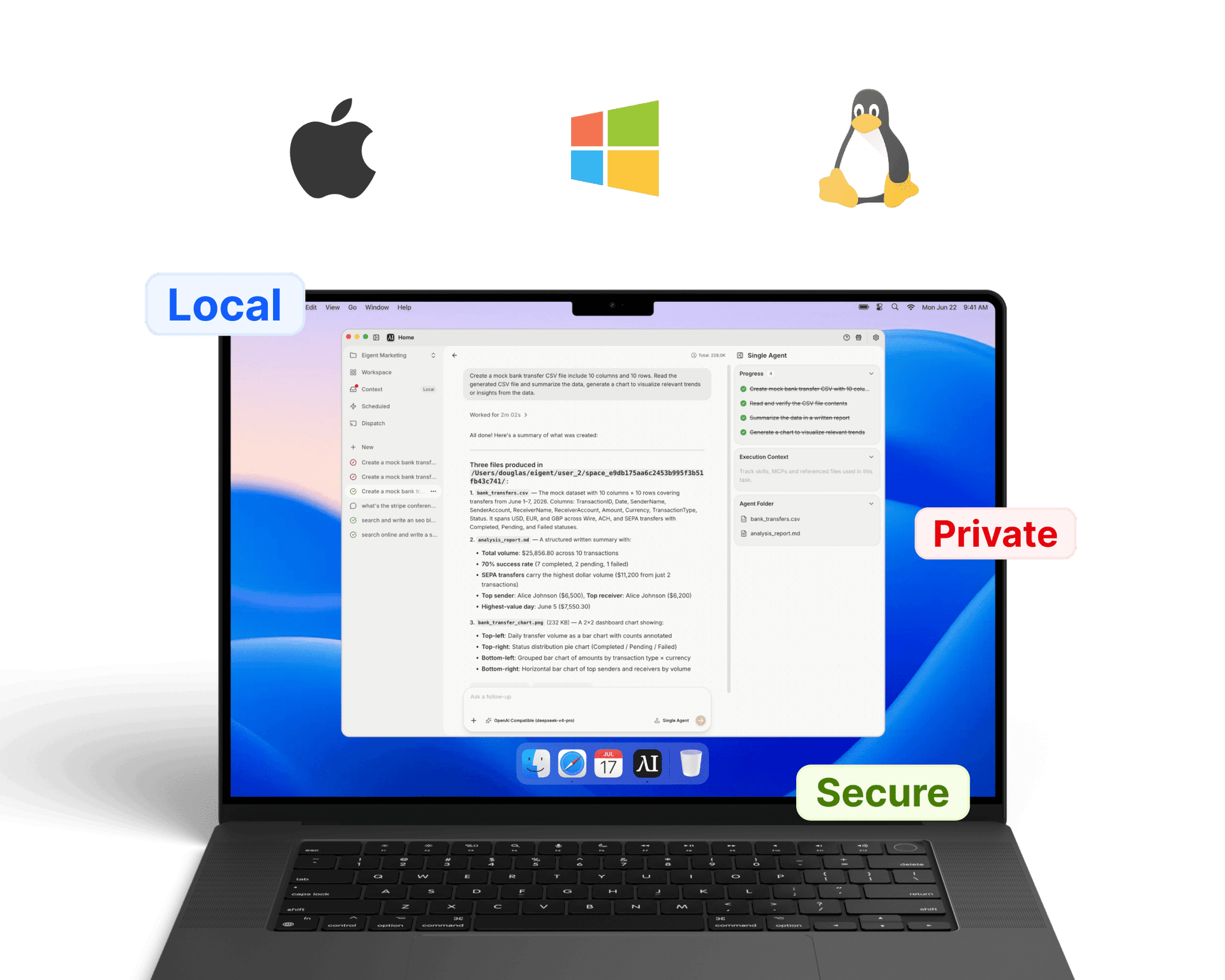 Eigent local and private execution
